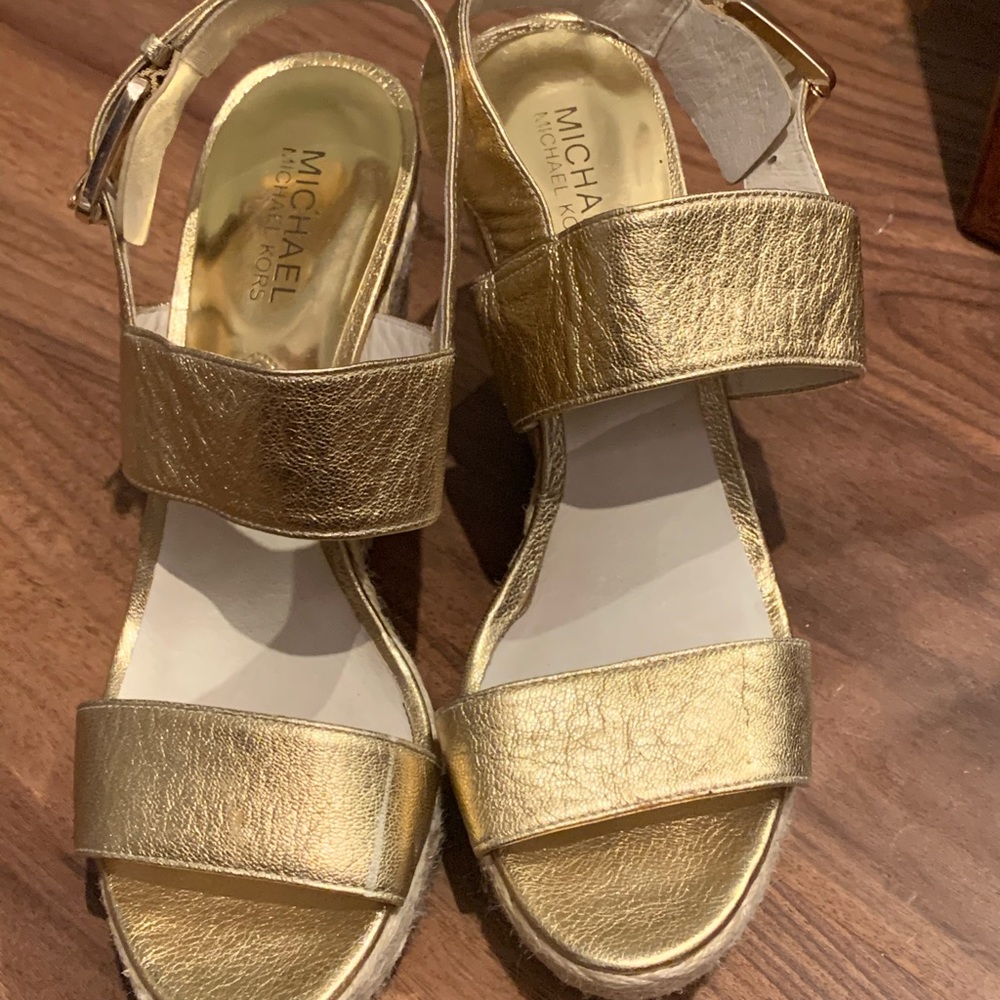 Michael kors gold wedges. Size 9